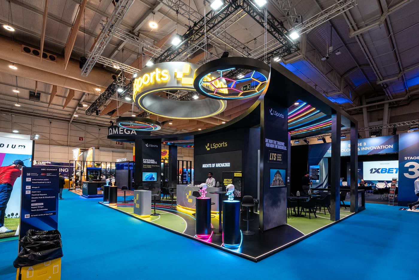 Exhibition booths across the SBC Summit Lisbon floor